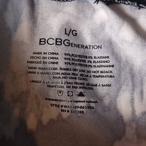 Bcbgeneration Womens Jogger Pants Black High Rise Stretch Adjustable Tie Dye‎ L - Picture 10 of 10